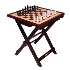 WMX Aarkay Chess Table Wooden Handmade Chess Full Size Table Chess Set with Folding Game Board | Home, Office, Travelling and Gift Uses