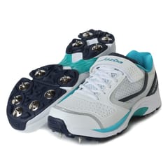 KD Cricket Shoes Bowling Spike with Rubber Cleats Field Shoe with Responsive Insole Cushioning System (Navy Teal)