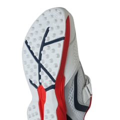 KD Cricket Shoes Sky Drive for Men Rubber Spikes Hockey Shoe, Multi Purpose Outdoor All Round Performance Footwear for Turf & Grass (White Red)