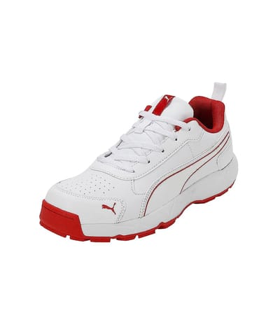 Puma Cricket Shoes Classicat White-Grey Dawn-Red Blast