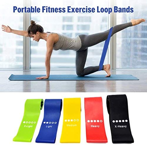 KD RESISTANCE LOOP BAND SET OF 5 , for Home Fitness, Stretching, Strength Training, Physical Therapy, Workout Bands, Pilates Flexbands