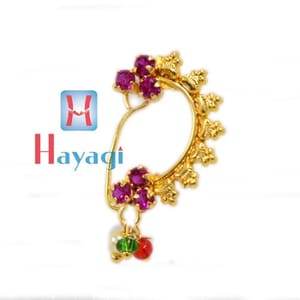 Nath,Gold (Non Pierced),Ruby Stone Nose Ring