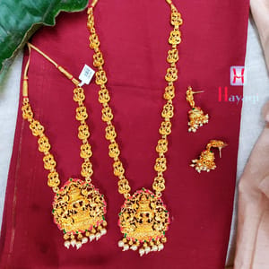 Bridal Necklace Set in Gold Finish Temple Design