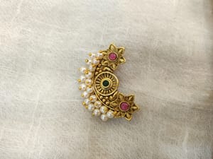 Antique Pearl Saree Pin/Nath Saree Pin