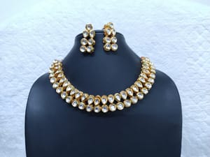 2 line Kundan Petal Design Necklace Set