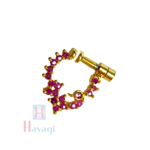 Tiny Nose Ring Pink Stones Studded