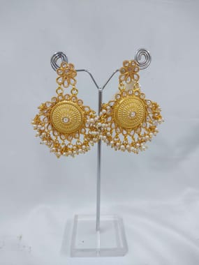 Wedding Heavy Earrings In Golden Pearls