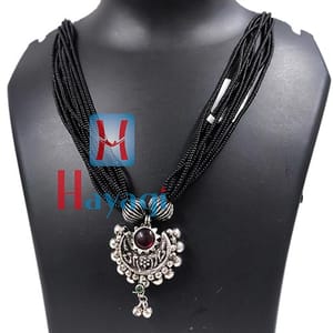 Oxidized Manchali Chandra Kor Green Pink Stone