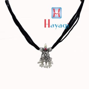 Oxidized Manchali Peacock Design Pendant
