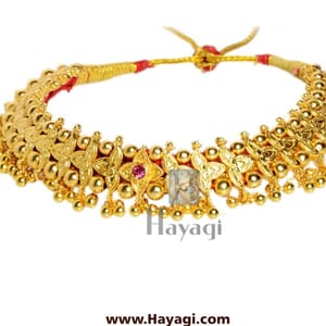 Belpan Thushi-Kolhapuri Gold Plated Half Jhaler Thushi Online