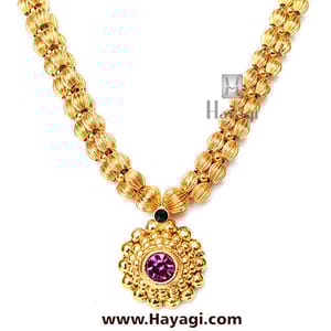 Kolhapuri Thushi Gold Plated Necklace Red Green