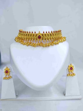 Kolhapuri Vajratik Thushi Gold Plated Necklace Online - Hayagi