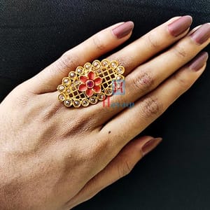Floral Design Bridal Finger Ring  LCT Stone Studded