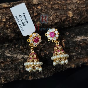 Pearl Jhumki/Golden Pearl Jhumki Earrings