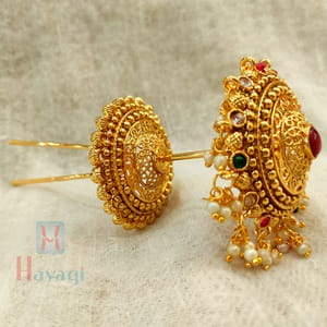 Golden Hair Khopa- Pearls-Stones Decorated