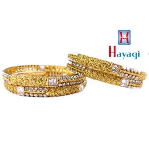 Golden Artificial Bangles Set Of 4 Stone Studded
