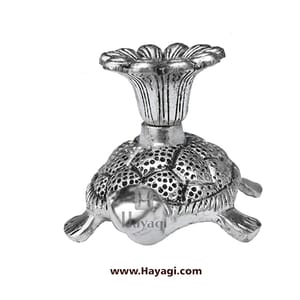 Metal Tortoise Candle Stand in Silver Finish Gifting Item