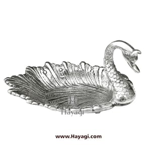 Metal Serving Tray of Duck design in Silver Finish Gifting Item