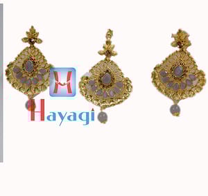 Maang Tikka Earring Grey Stone Design