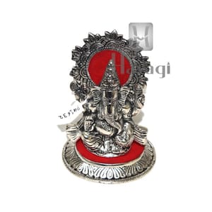 Ganesh/Ganpati Sitting Statue In Silver Finish