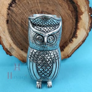 Owl Pen Holder Oxidised Silver Finish