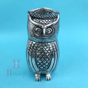 Owl Pen Holder Oxidised Silver Finish