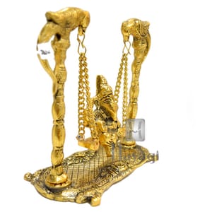 Golden Finish Ganesha On Jhula Hindu Idol For Home Mandir_Hayagi