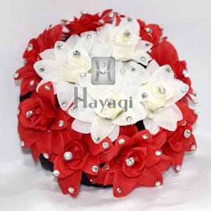 Red White Flowers Hair Bun Ambada