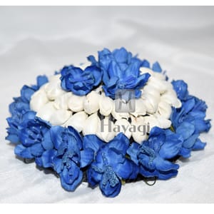 Grand White Mogra With Crimson Rose Flowers Hair Bun Ambada