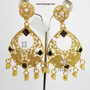 Dangler Earring White Black AD Stones Golden Online