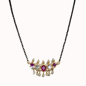 Tanmani Mangalsutra Pink White Colour AD Stone Buy Online_Hayagi