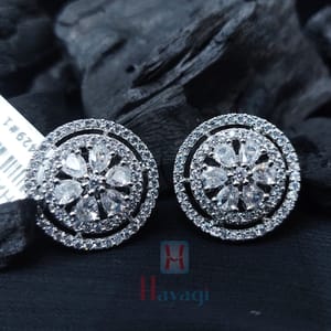 Round Design Stud/Tops Rhodium Finish
