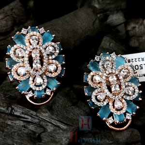 Rosegold AD Broad Studd/Tops In Blue Stones