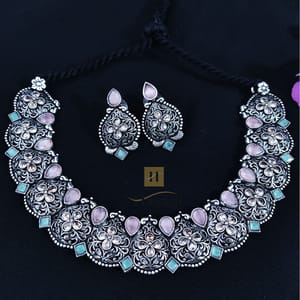 Oxidised Necklace- Designer Fashionable Necklace In Oxidised Finish