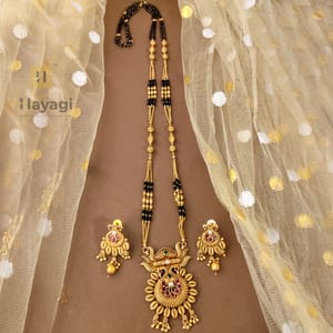 Rajwadi Long Mangalsutra Delicate Chain Designer Long Mangalsutra
