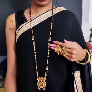 Rajwadi Long Mangalsutra Delicate Chain Designer Long Mangalsutra