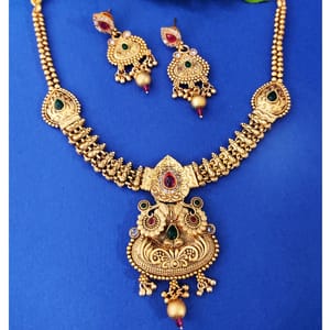 Rajwadi Short Necklace Designer Neckpiece Traditional Wear