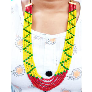 Crystal Mala- Combination Of Yellow-Red-Green Crystals Beads