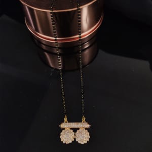 Gold AD Vati Pendant  Mid length  Single Line Mangalsutra