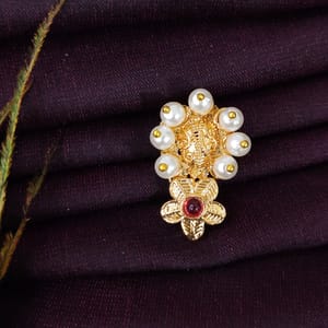 Golden Nath- Pearls Studded Designer Nath