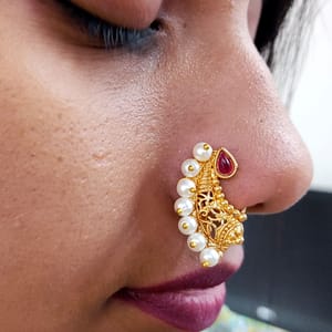 Nath- Right Nose Nath Pearls Studded