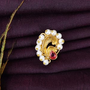 Pearl Nath- Small Golden Designer Nath