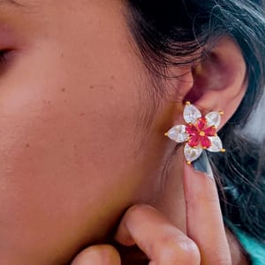 Stone Ear Studd- Broad Flower Designer Studd/Tops/Earrings