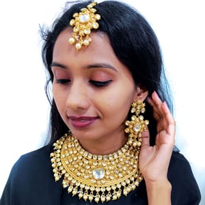 Bridal Jodha/Padmavati Kundan Pearl Choker Necklace Set