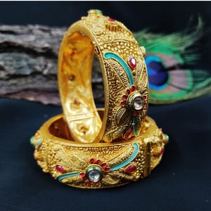 Delicate Matte Multi Colour Stone Studded Kada Bangles