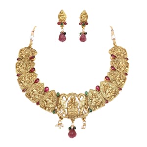 Goddess Laxmi Necklace Set in Multi-colour Online_Hayagi
