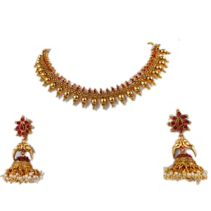 Golden Short Necklace Kerala Style