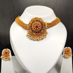 Bridal Chokers In 4 Strings Green Maroon Studded