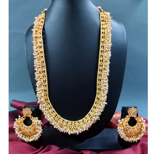 South Indian Pearl Long Necklace Set