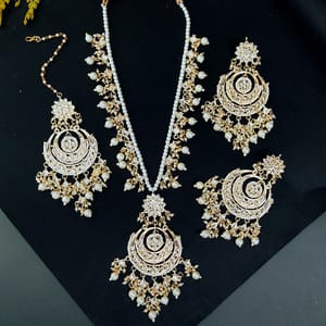Chandbali Pendant Long Necklace Pearl Decorated